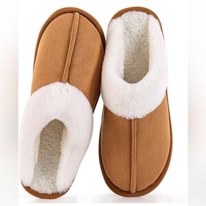 Fuzzy fur trim slippers